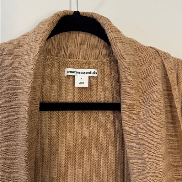 Essentials camel beige long open duster cardigan soft loungewear s small tan - Picture 3 of 4